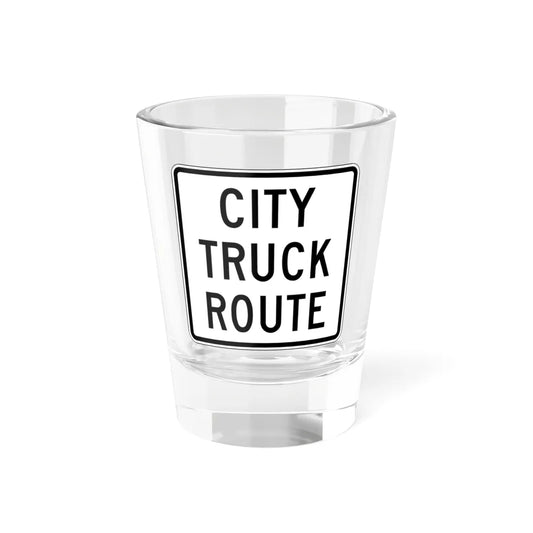City Truck Route (Michigan) (Road Sign) Shot Glass 1.5oz 1.5oz - Go Mug Yourself
