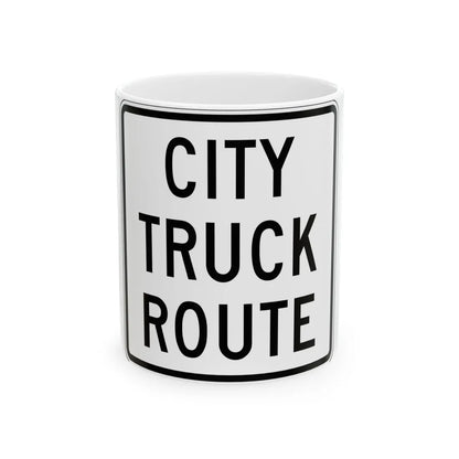 City Truck Route (Michigan) (Road Sign) White Coffee Mug 11oz - Go Mug Yourself