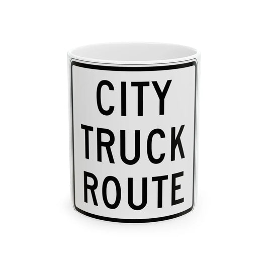 City Truck Route (Michigan) (Road Sign) White Coffee Mug 11oz - Go Mug Yourself
