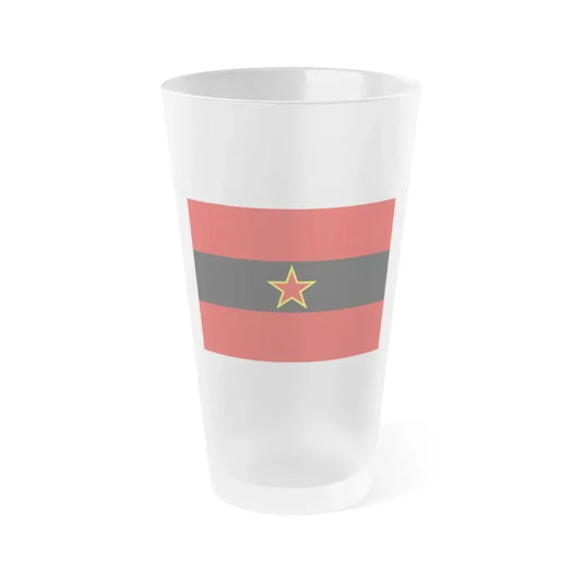 Civil Ensign of Albania 1945 to 1992 - Frosted Pint Glass 16oz 16oz Frosted - Go Mug Yourself