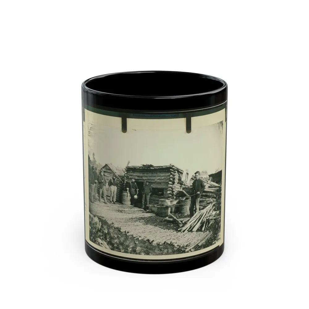 Civil War Camp Of The 6th N.Y. Artillery At Brandy Station, Virginia, Showing Union Soldiers In Front Of Log Company Kitchen (U.S. Civil War) Black Coffee Mug-11oz-Go Mug Yourself