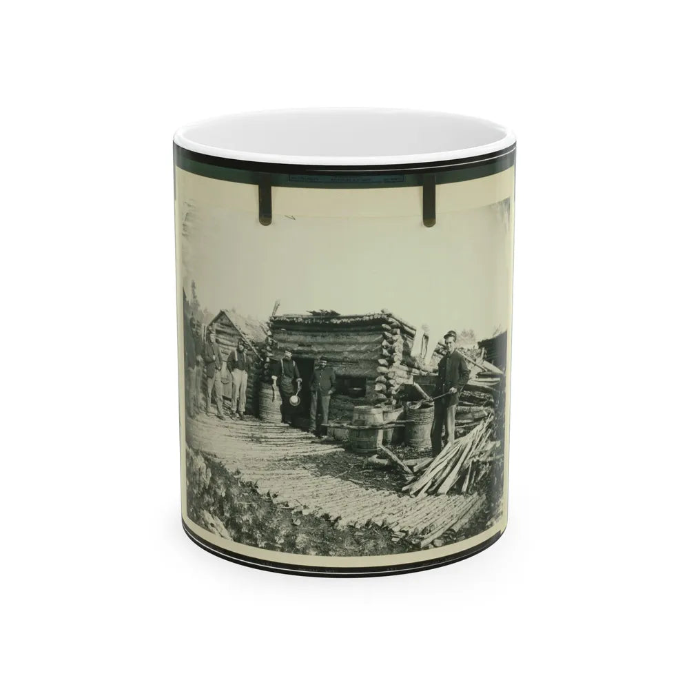 Civil War Camp Of The 6th N.Y. Artillery At Brandy Station, Virginia, Showing Union Soldiers In Front Of Log Company Kitchen (U.S. Civil War) White Coffee Mug-11oz-Go Mug Yourself