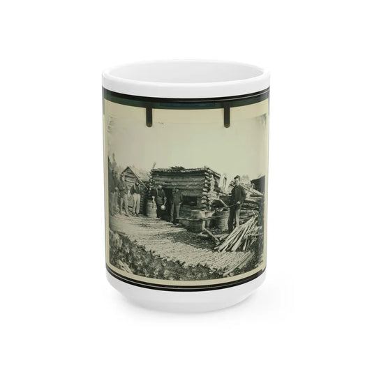 Civil War Camp Of The 6th N.Y. Artillery At Brandy Station, Virginia, Showing Union Soldiers In Front Of Log Company Kitchen (U.S. Civil War) White Coffee Mug-15oz-Go Mug Yourself