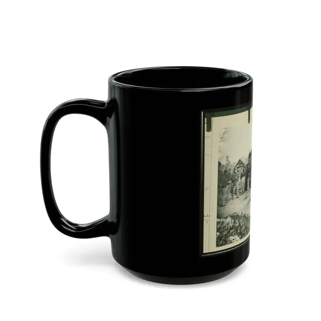 Civil War Camp Of The 6th N.Y. Artillery At Brandy Station, Virginia, Showing Union Soldiers In Front Of Log Company Kitchen (U.S. Civil War) Black Coffee Mug - Go Mug Yourself
