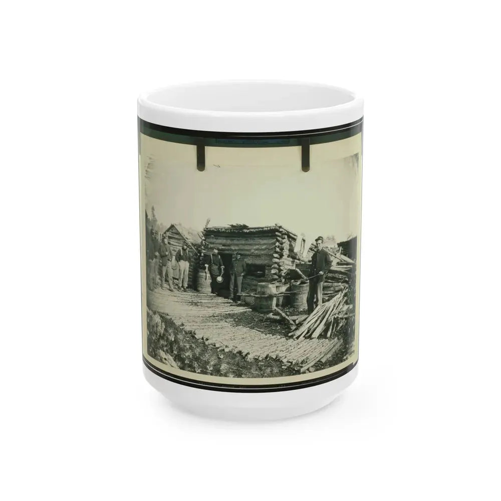 Civil War Camp Of The 6th N.Y. Artillery At Brandy Station, Virginia, Showing Union Soldiers In Front Of Log Company Kitchen (U.S. Civil War) White Coffee Mug 15oz - Go Mug Yourself