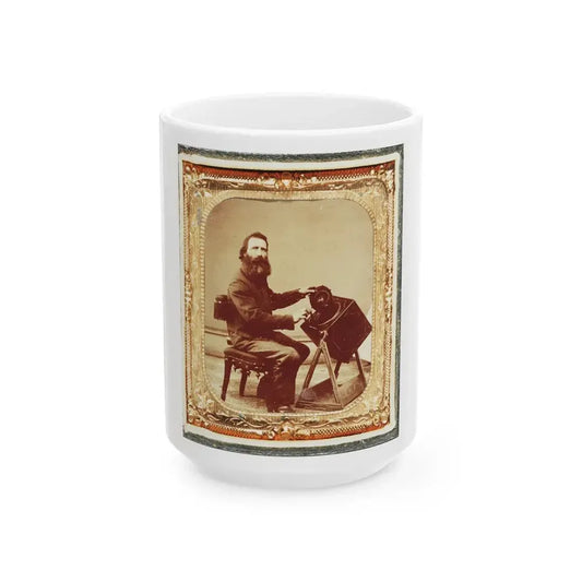 Civil War Induction Officer With Lottery Box (U.S. Civil War) White Coffee Mug 15oz - Go Mug Yourself
