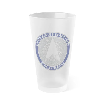 Civilian Service Lapel Button (U.S. Space Force) Frosted Pint Glass 16oz-Go Mug Yourself