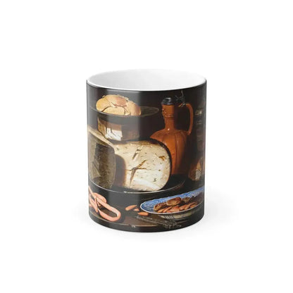 Clara Peeters (1590-1659) Still Life with Cheeses, Almonds and Pretzels - oil on panel 1615 - Color Changing Mug 11oz 11oz - Go Mug Yourself