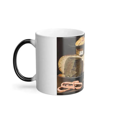 Clara Peeters (1590-1659) Still Life with Cheeses, Almonds and Pretzels - oil on panel 1615 - Color Changing Mug 11oz - Go Mug Yourself