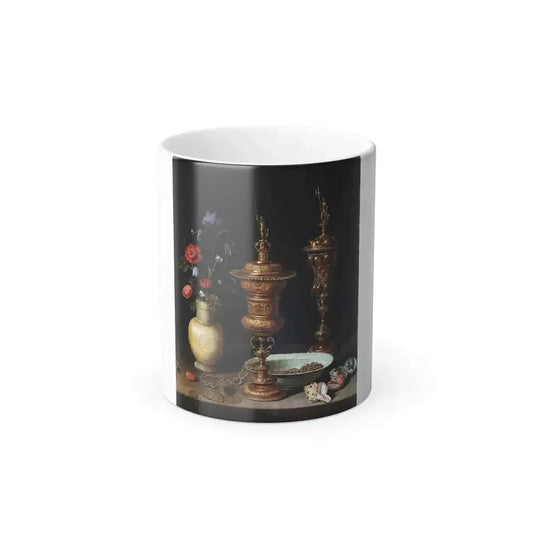 Clara Peeters (1590-1659) Still Life with Flowers and Gold Cups of Honour - oil on oak 1612 - Color Changing Mug 11oz 11oz - Go Mug Yourself