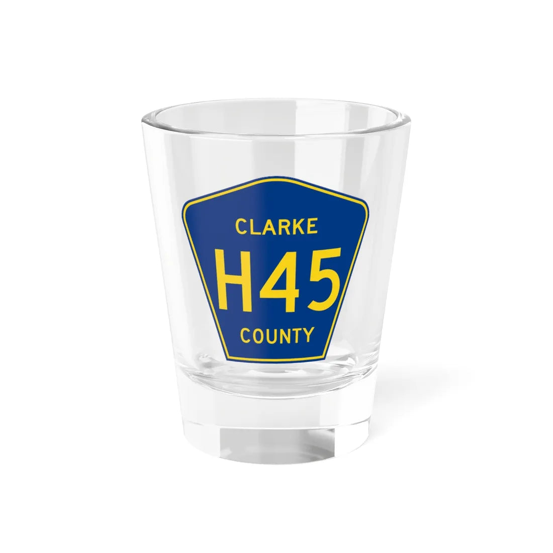Clarke County Route H45 IA (Iowa) (Road Sign) Shot Glass 1.5oz 1.5oz - Go Mug Yourself