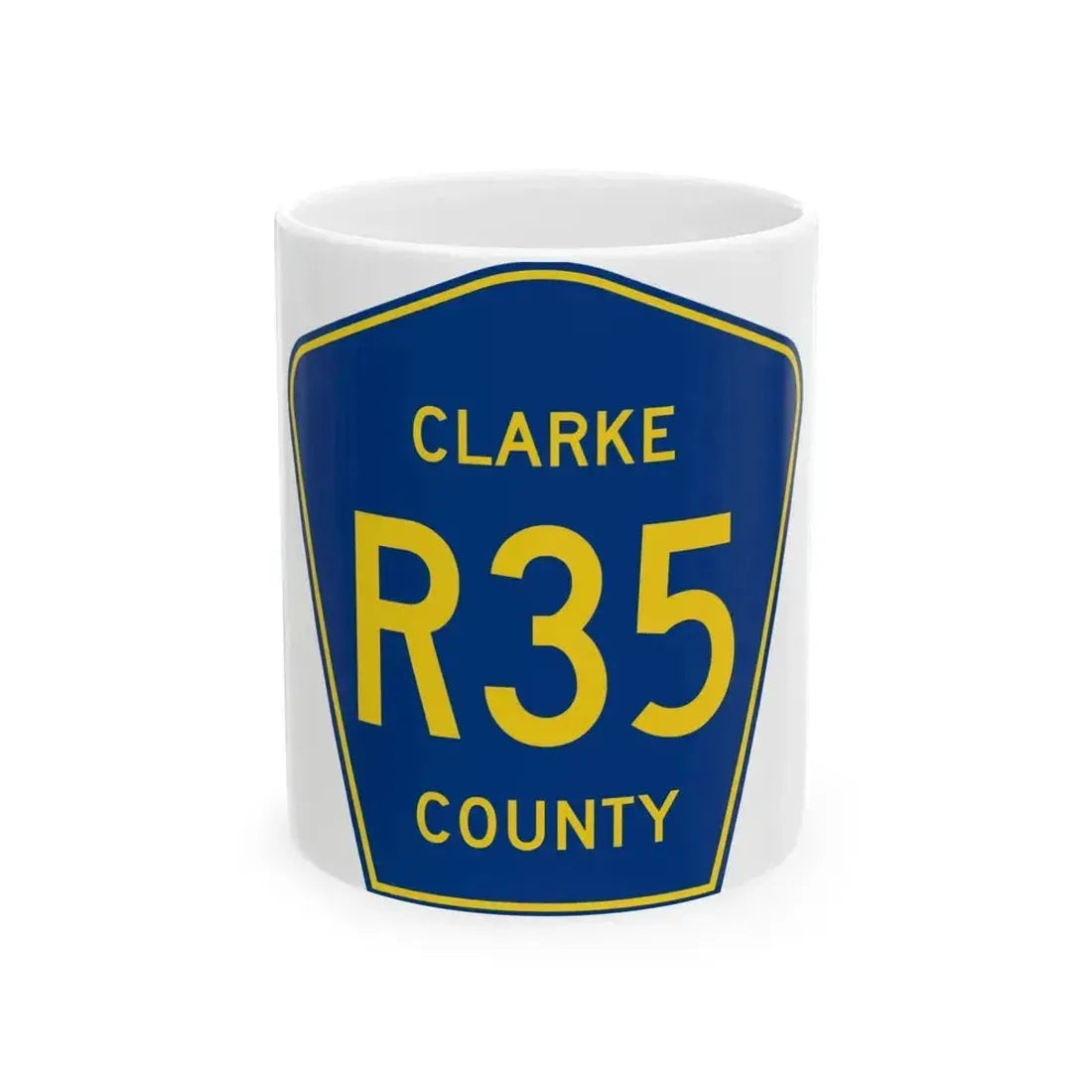 Clarke County Route R35 IA (Iowa) (Road Sign) White Coffee Mug 11oz - Go Mug Yourself