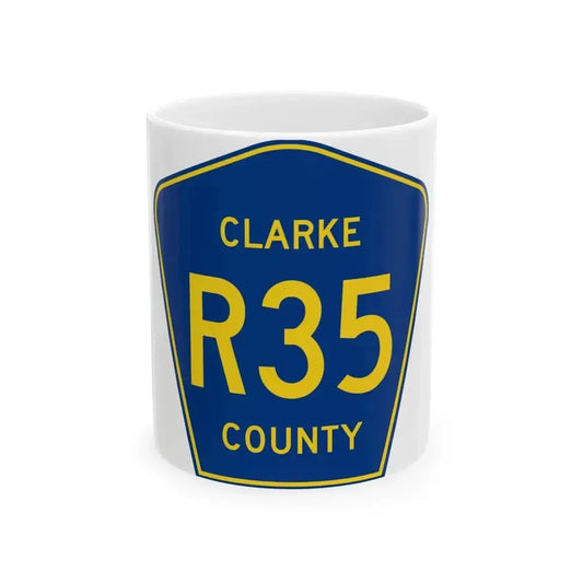 Clarke County Route R35 IA (Iowa) (Road Sign) White Coffee Mug 11oz - Go Mug Yourself