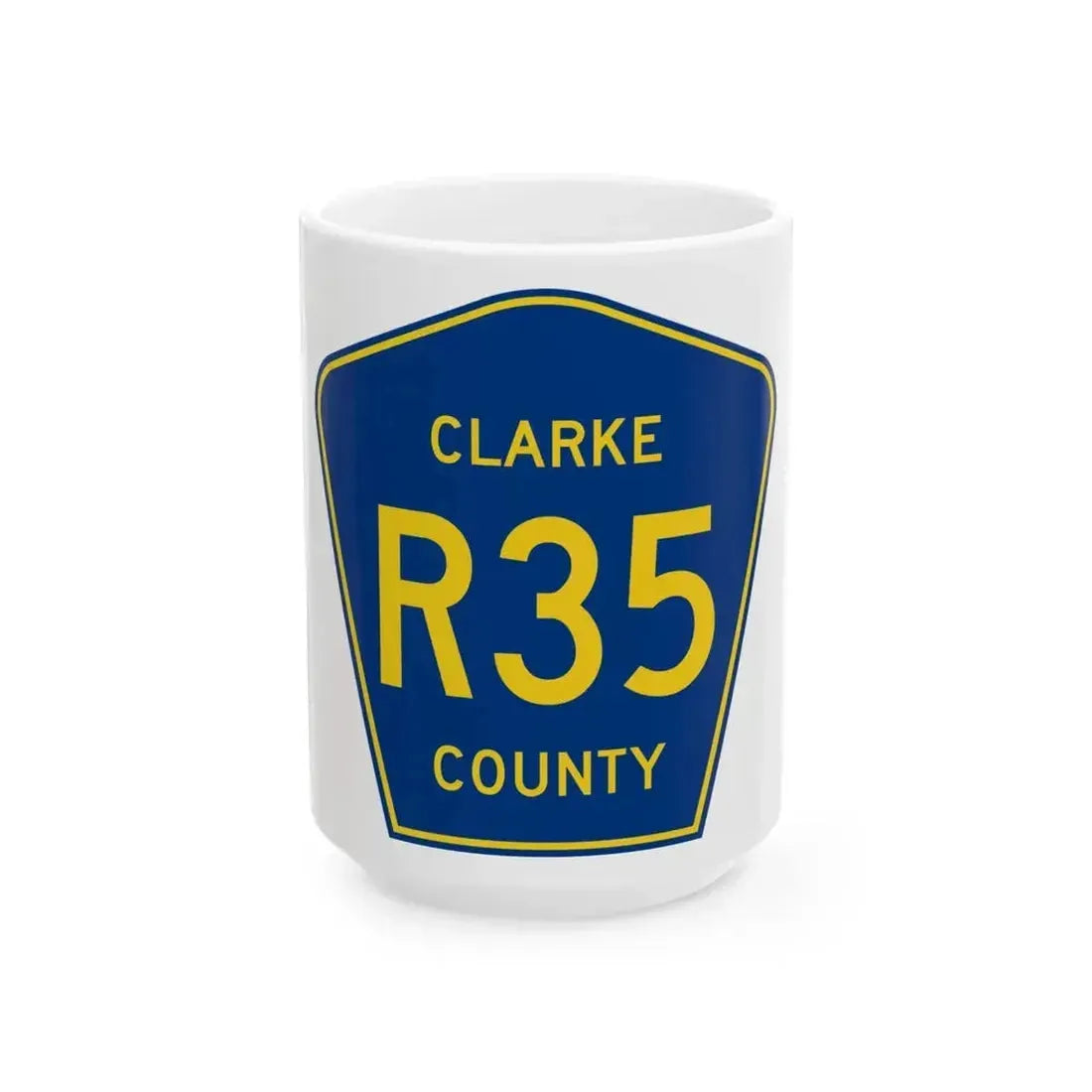Clarke County Route R35 IA (Iowa) (Road Sign) White Coffee Mug 15oz - Go Mug Yourself