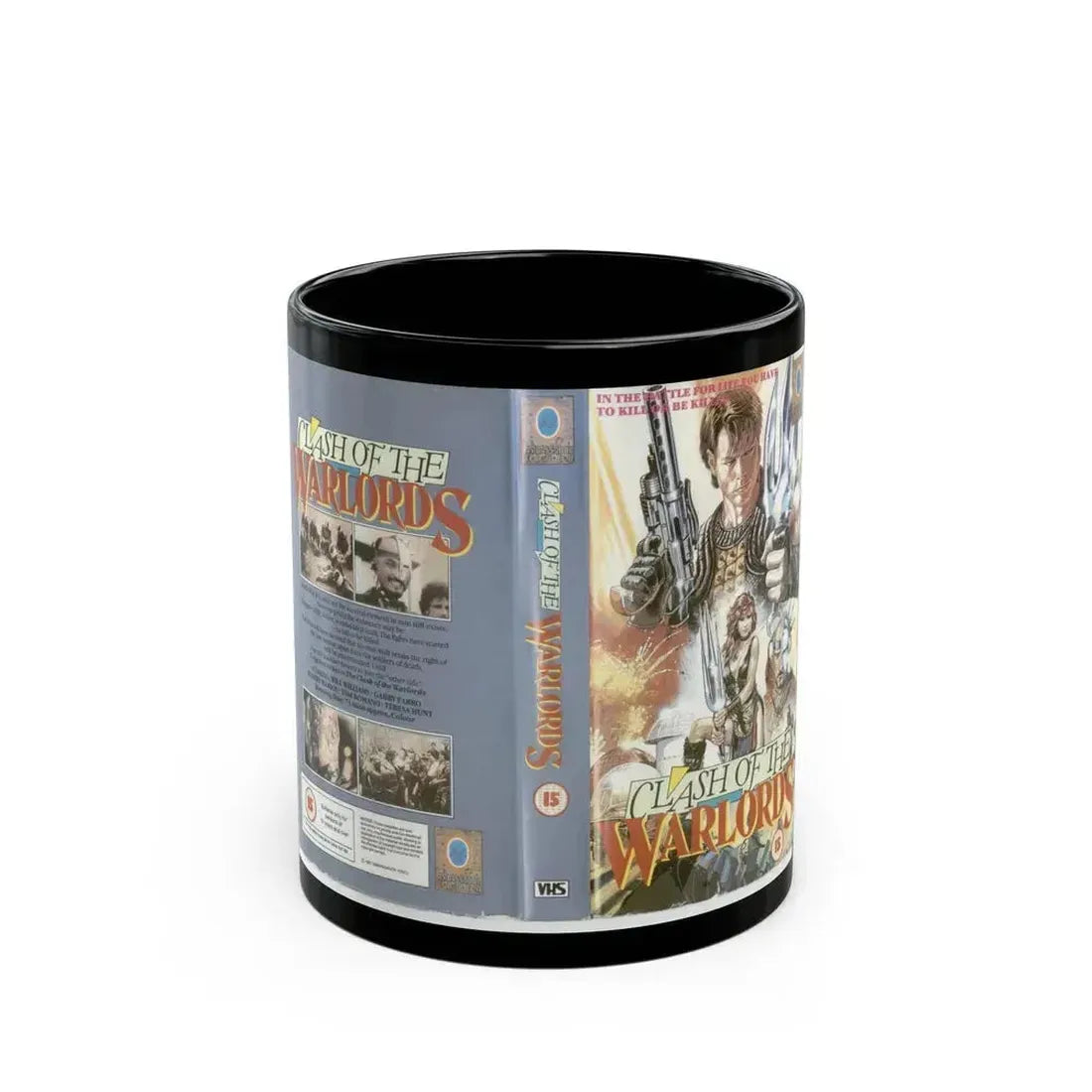 CLASH OF THE WARLORDS (VHS COVER) - Black Coffee Mug 11oz - Go Mug Yourself