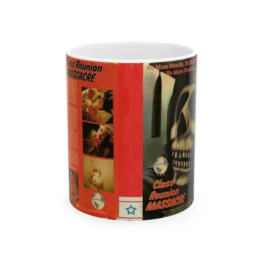 CLASS REUNION MASSACRE CONTINENTAL VIDEO (VHS COVER) - White Coffee Mug 11oz - Go Mug Yourself