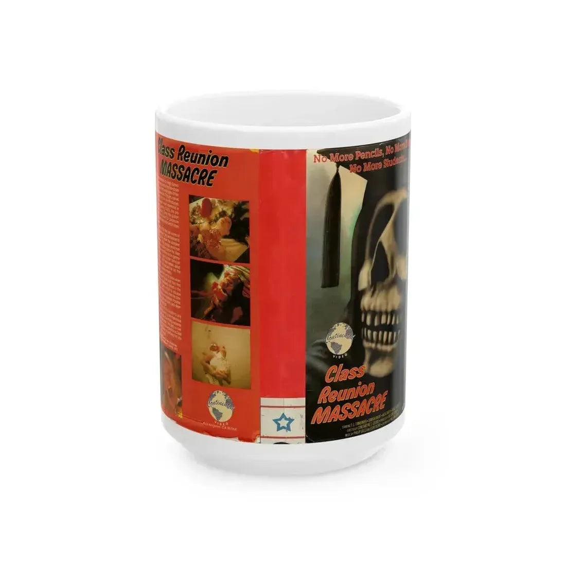 CLASS REUNION MASSACRE CONTINENTAL VIDEO (VHS COVER) - White Coffee Mug 15oz - Go Mug Yourself