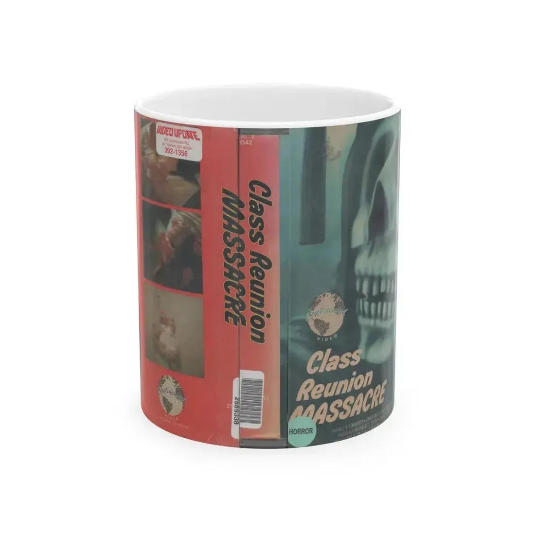 CLASS REUNION MASSACRE (VHS COVER) - White Coffee Mug 11oz - Go Mug Yourself