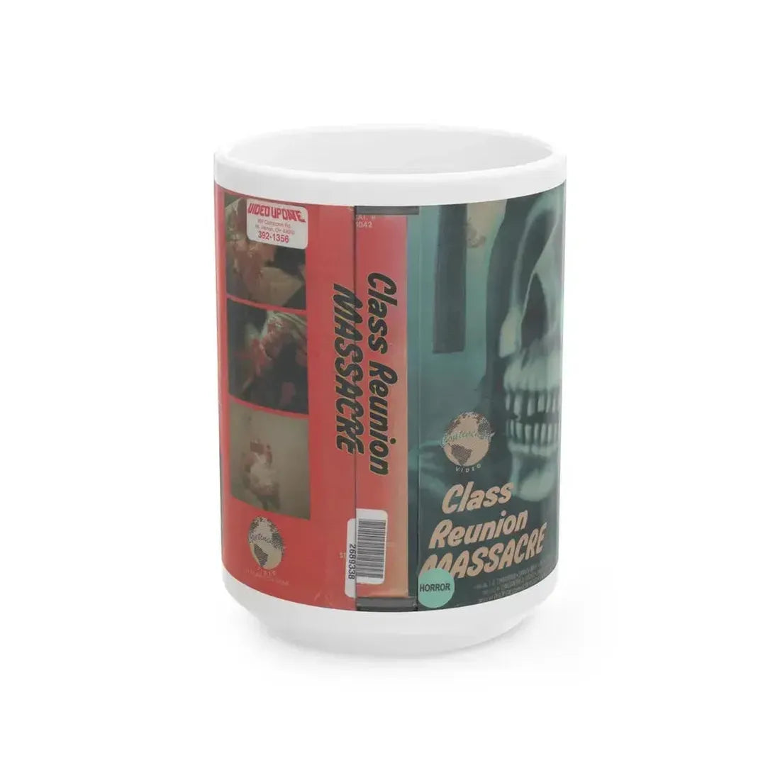 CLASS REUNION MASSACRE (VHS COVER) - White Coffee Mug 15oz - Go Mug Yourself