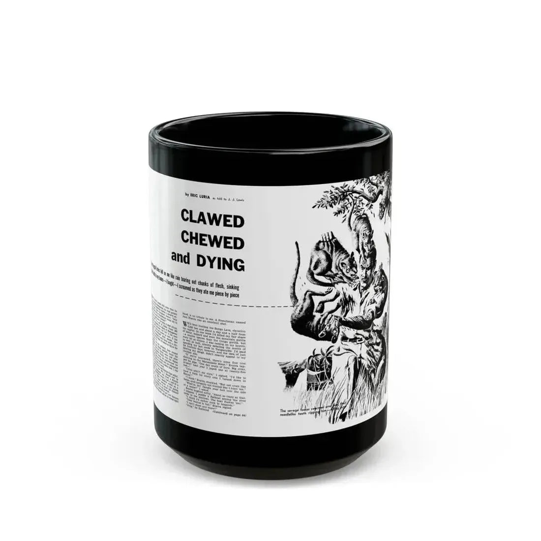 Clawed Chewed and Dying, True Men Stories, December 1958 - Black Coffee Mug 15oz - Go Mug Yourself