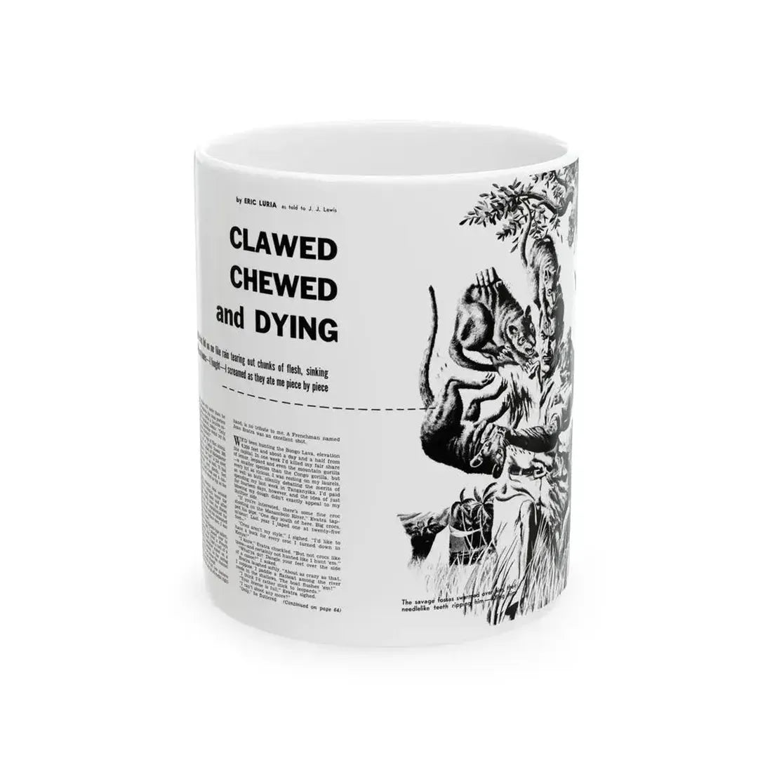 Clawed Chewed and Dying, True Men Stories, December 1958 - White Coffee Mug 11oz - Go Mug Yourself