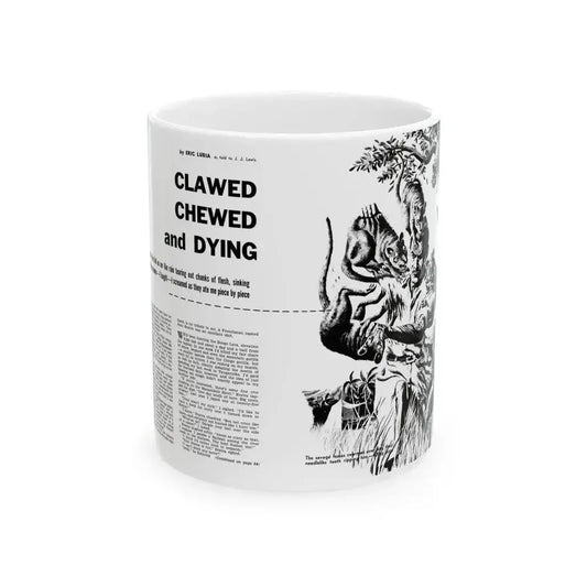 Clawed Chewed and Dying, True Men Stories, December 1958 - White Coffee Mug 11oz - Go Mug Yourself