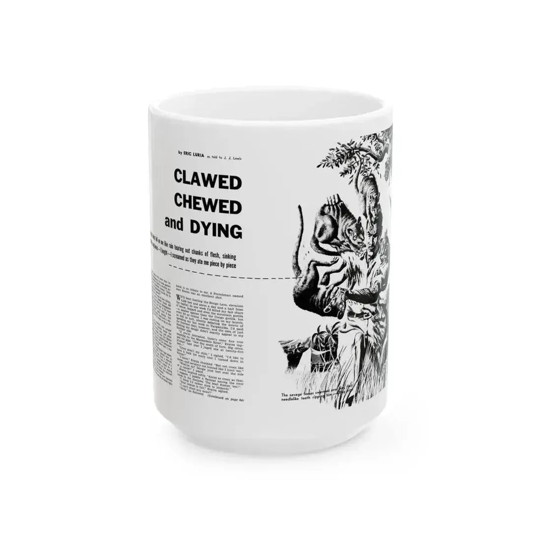 Clawed Chewed and Dying, True Men Stories, December 1958 - White Coffee Mug 15oz - Go Mug Yourself