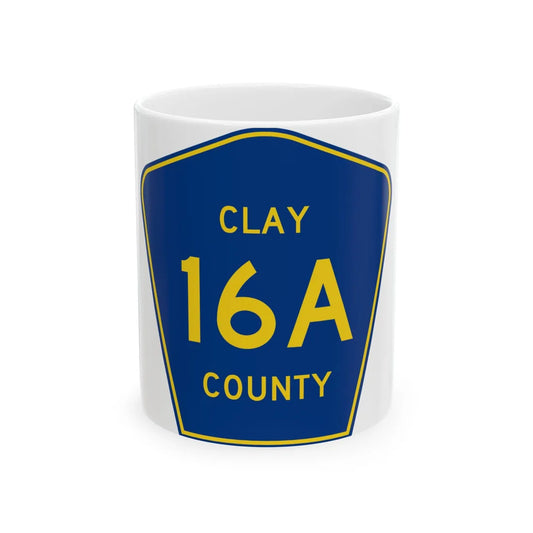 Clay County 16A (Florida) (Road Sign) White Coffee Mug 11oz - Go Mug Yourself