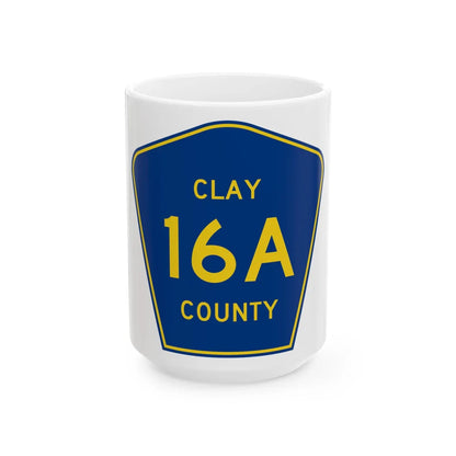 Clay County 16A (Florida) (Road Sign) White Coffee Mug 15oz - Go Mug Yourself