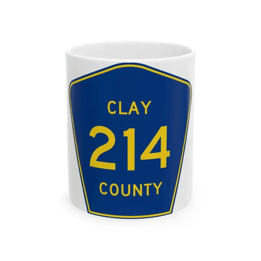 Clay County 214 (Florida) (Road Sign) White Coffee Mug 11oz - Go Mug Yourself