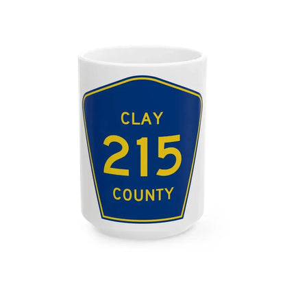 Clay County 215 (Florida) (Road Sign) White Coffee Mug 15oz - Go Mug Yourself