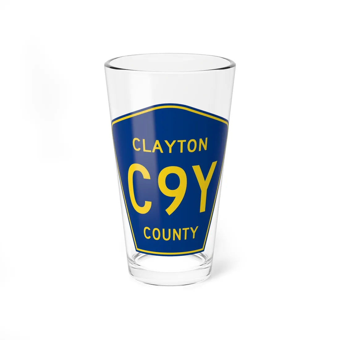 Clayton County Route C9Y IA (Iowa) (Road Sign) Pint Glass 16oz 16oz - Go Mug Yourself