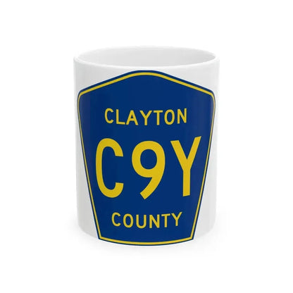Clayton County Route C9Y IA (Iowa) (Road Sign) White Coffee Mug 11oz - Go Mug Yourself