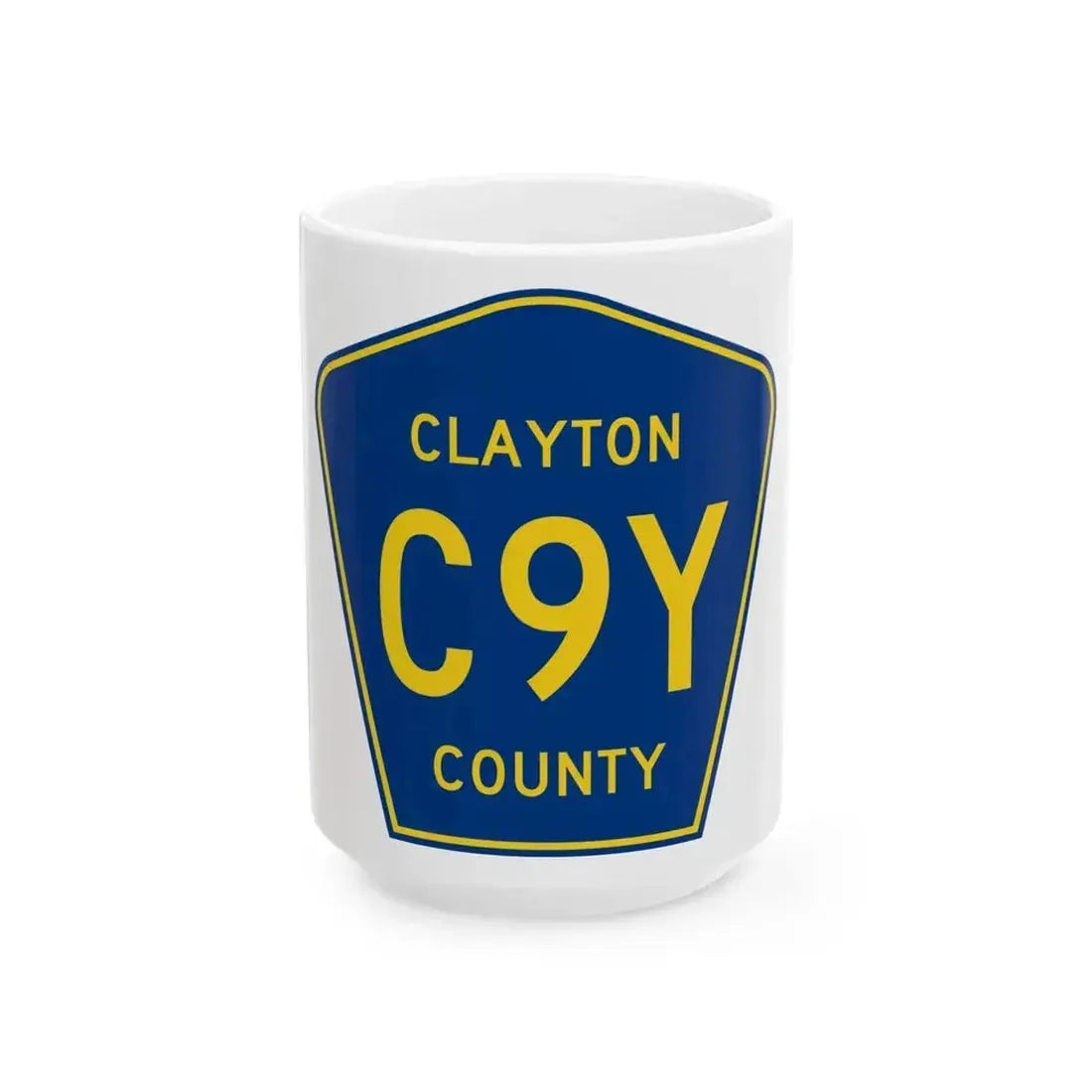 Clayton County Route C9Y IA (Iowa) (Road Sign) White Coffee Mug 15oz - Go Mug Yourself