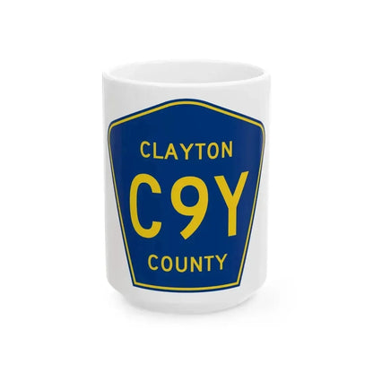 Clayton County Route C9Y IA (Iowa) (Road Sign) White Coffee Mug 15oz - Go Mug Yourself