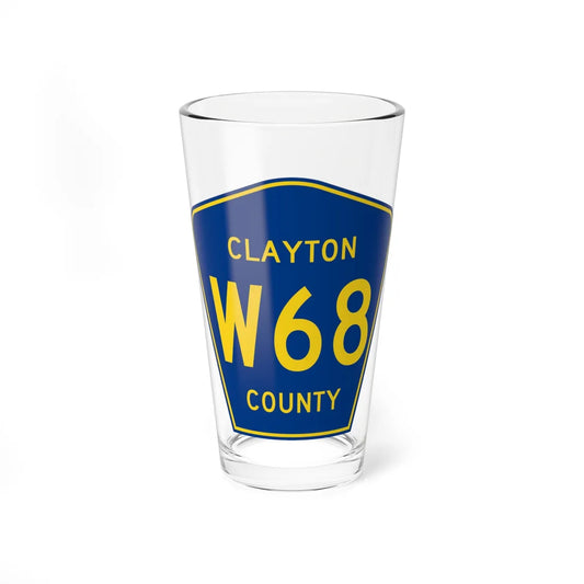 Clayton County Route W68 IA (Iowa) (Road Sign) Pint Glass 16oz 16oz - Go Mug Yourself