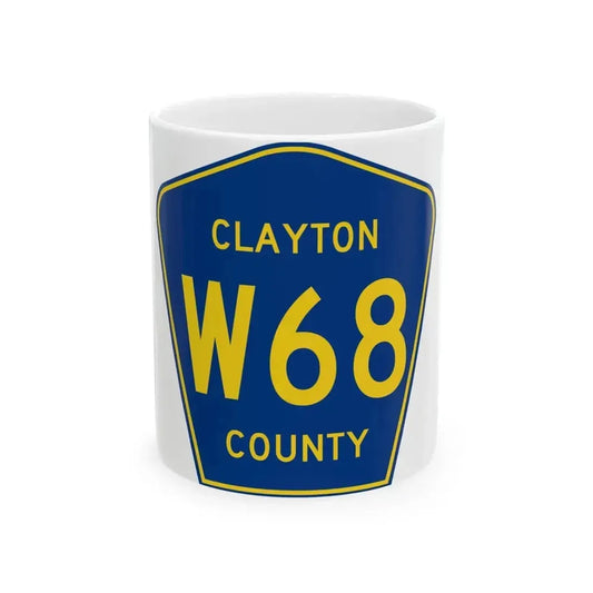 Clayton County Route W68 IA (Iowa) (Road Sign) White Coffee Mug 11oz - Go Mug Yourself