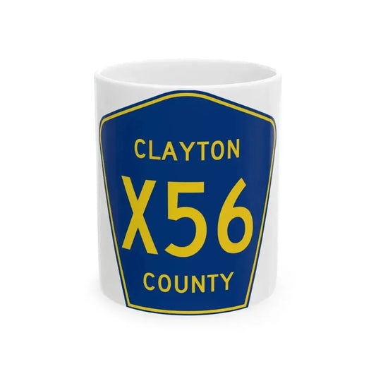 Clayton County Route X56 IA (Iowa) (Road Sign) White Coffee Mug 11oz - Go Mug Yourself