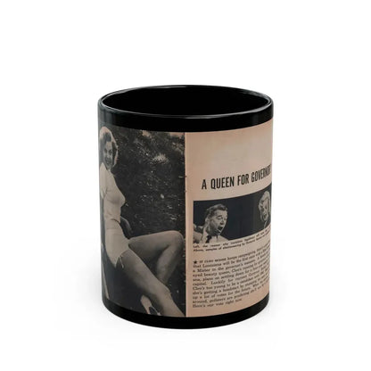Cleo Moore #125 - Show Pocket Mag. '55 - 2 B&W Photos & Article (Vintage Female Icon) Black Coffee Mug 11oz - Go Mug Yourself