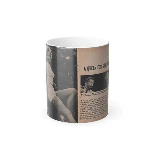 Cleo Moore #125 - Show Pocket Mag. '55 - 2 B&W Photos & Article (Vintage Female Icon) Color Changing Coffee Mug 11oz - Go Mug Yourself