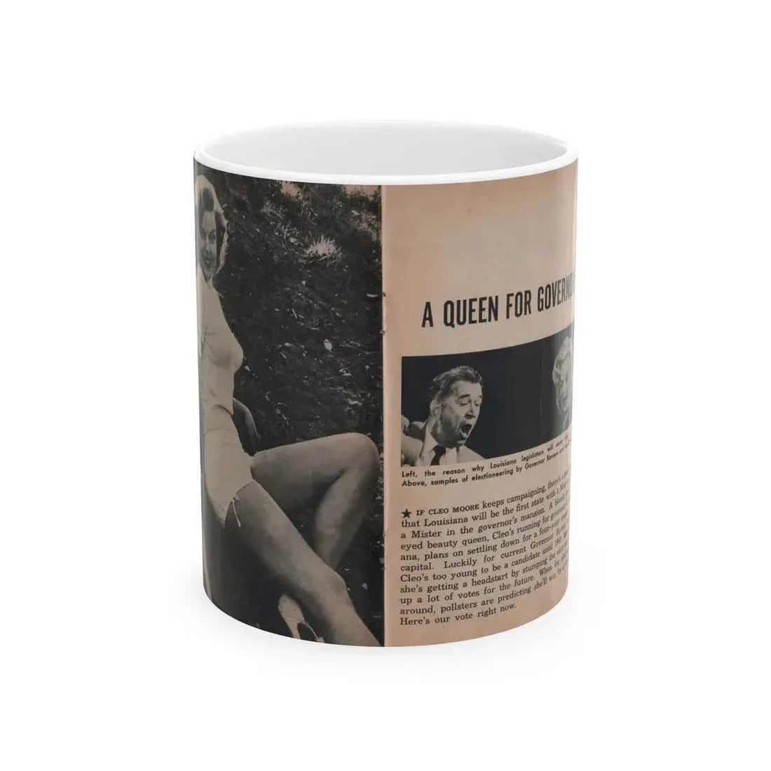 Cleo Moore #125 - Show Pocket Mag. '55 - 2 B&W Photos & Article (Vintage Female Icon) White Coffee Mug 11oz - Go Mug Yourself