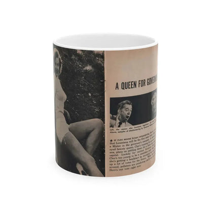 Cleo Moore #125 - Show Pocket Mag. '55 - 2 B&W Photos & Article (Vintage Female Icon) White Coffee Mug 11oz - Go Mug Yourself