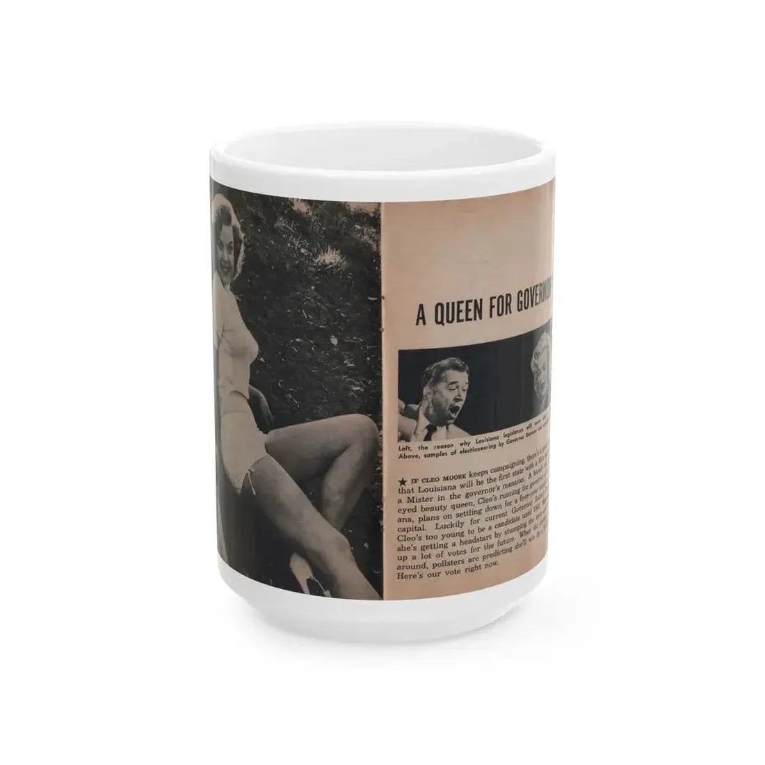Cleo Moore #125 - Show Pocket Mag. '55 - 2 B&W Photos & Article (Vintage Female Icon) White Coffee Mug 15oz - Go Mug Yourself
