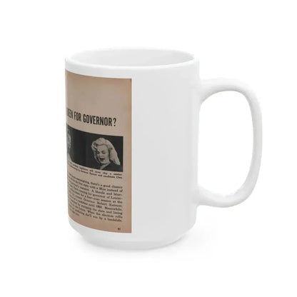 Cleo Moore #125 - Show Pocket Mag. '55 - 2 B&W Photos & Article (Vintage Female Icon) White Coffee Mug - Go Mug Yourself