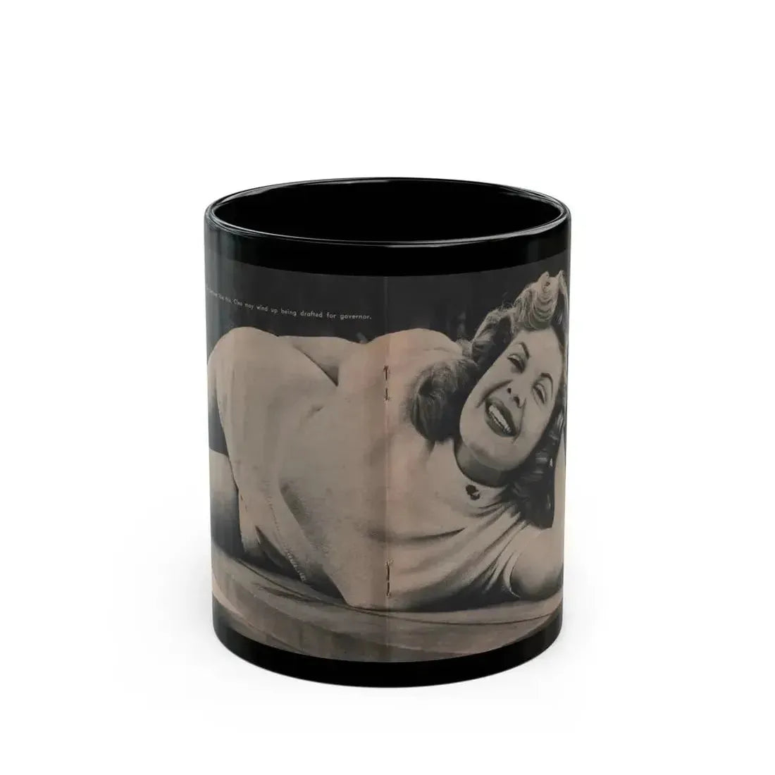 Cleo Moore #126 - Show Pocket Mag. '55 - B&W Centerfold Photo (Vintage Female Icon) Black Coffee Mug 11oz - Go Mug Yourself