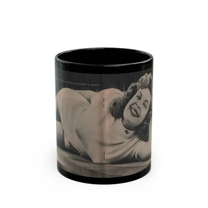 Cleo Moore #126 - Show Pocket Mag. '55 - B&W Centerfold Photo (Vintage Female Icon) Black Coffee Mug 11oz - Go Mug Yourself