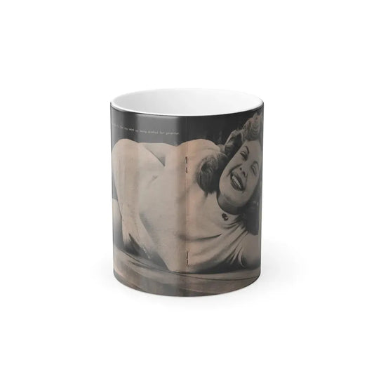 Cleo Moore #126 - Show Pocket Mag. '55 - B&W Centerfold Photo (Vintage Female Icon) Color Changing Coffee Mug 11oz - Go Mug Yourself