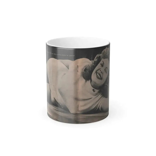 Cleo Moore #126 - Show Pocket Mag. '55 - B&W Centerfold Photo (Vintage Female Icon) Color Changing Coffee Mug 11oz - Go Mug Yourself