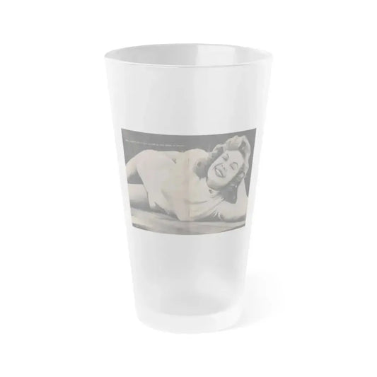 Cleo Moore #126 - Show Pocket Mag. '55 - B&W Centerfold Photo (Vintage Female Icon) Frosted Pint Glass 16oz 16oz Frosted - Go Mug Yourself