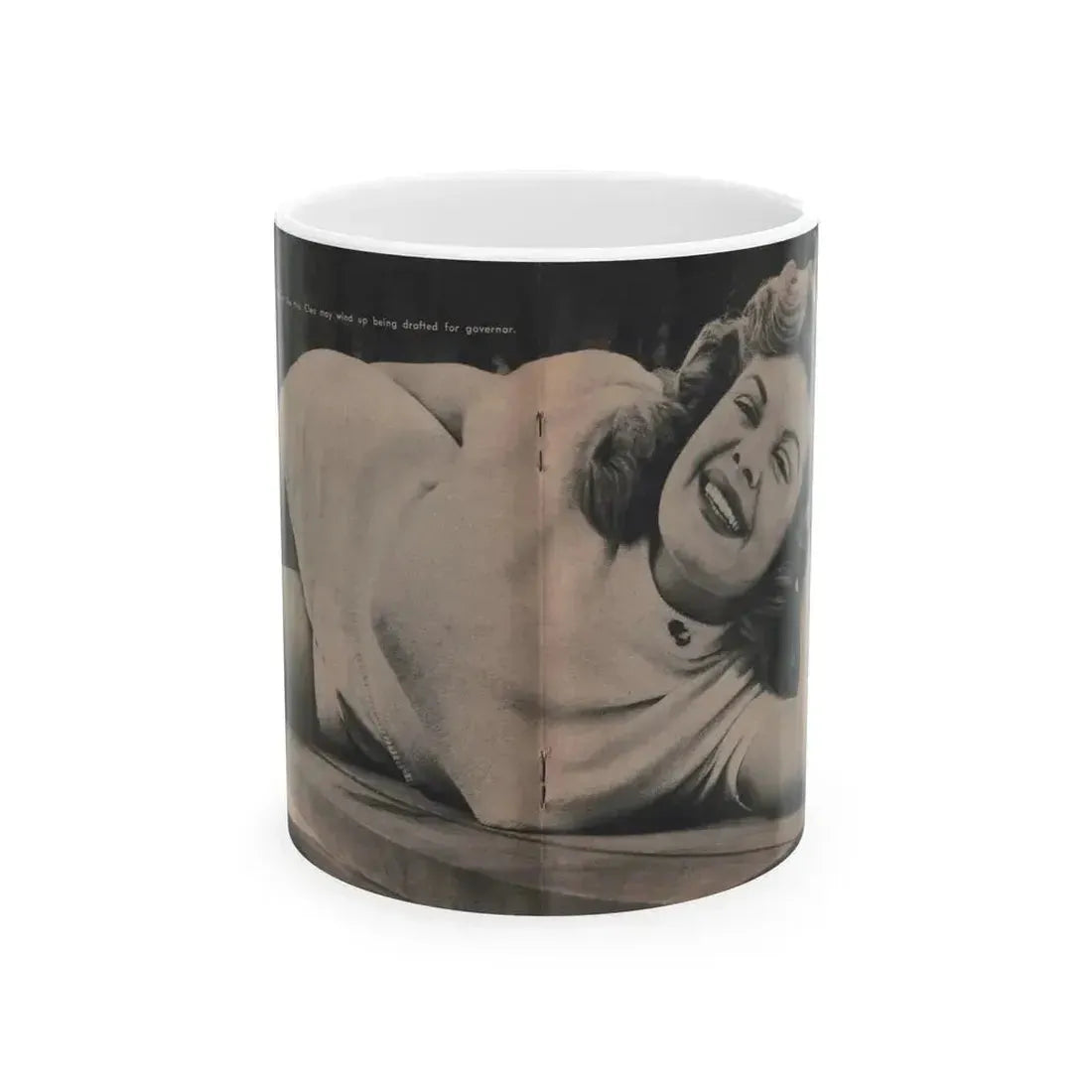 Cleo Moore #126 - Show Pocket Mag. '55 - B&W Centerfold Photo (Vintage Female Icon) White Coffee Mug 11oz - Go Mug Yourself